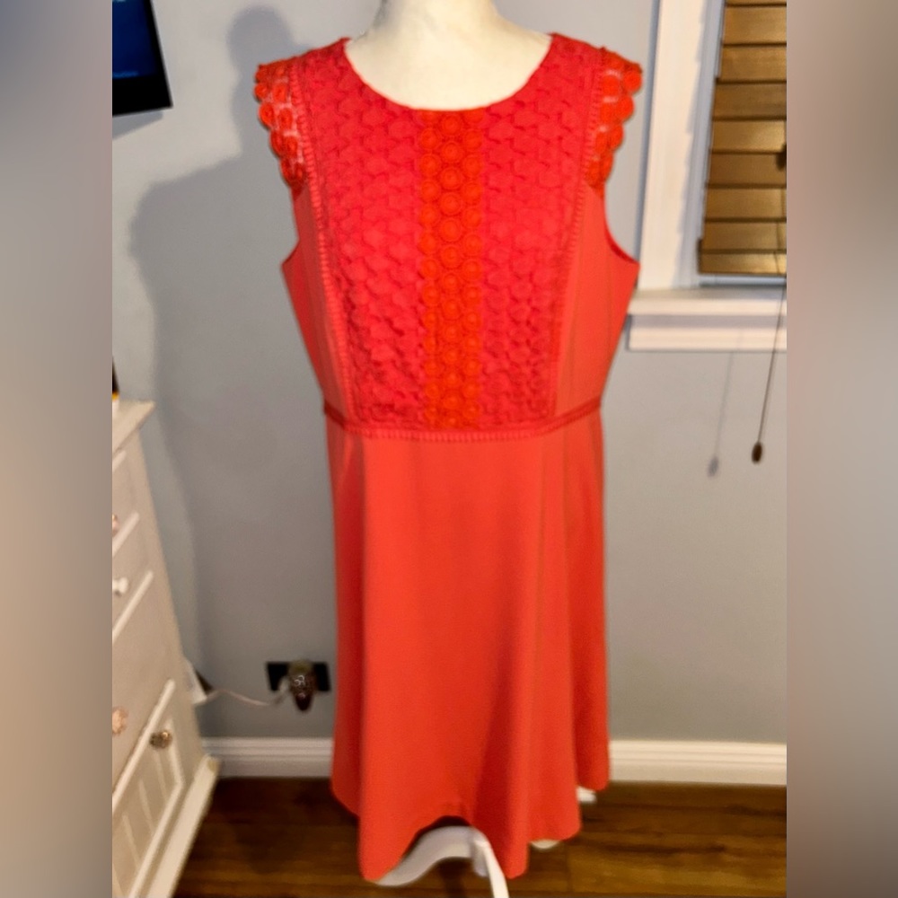 NWT Ann Taylor Coral Lace Overlay Asymmetrical Dress Size 14